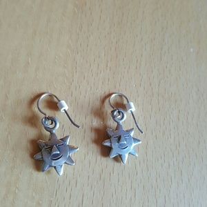 Sterling silver smiling sun earrings